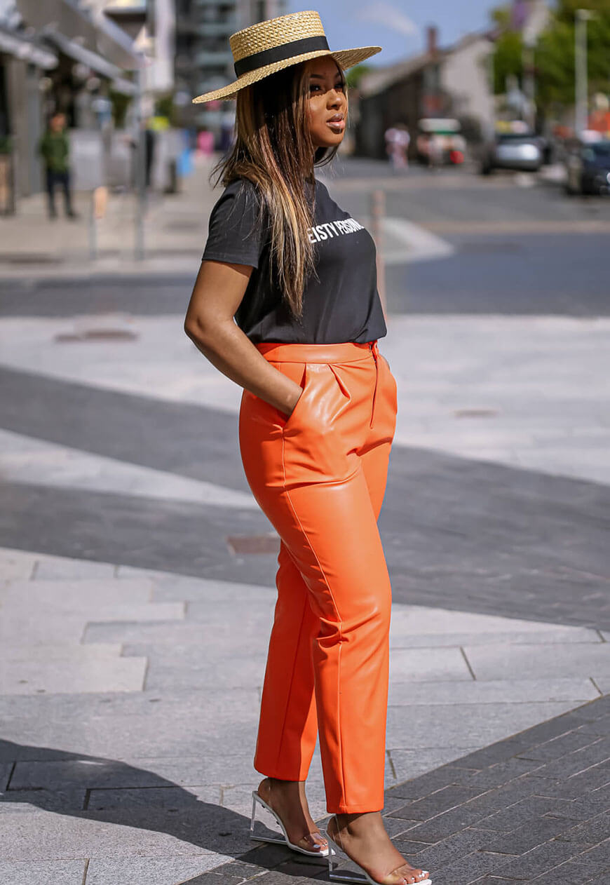 Orange pants sale outfit